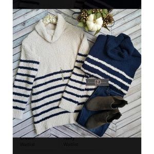 Striped Cowl Neck Pullover